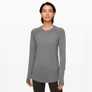Lululemon Ladies Sit In Lotus 100% Merino Wool Sweater in Heathered Gray,